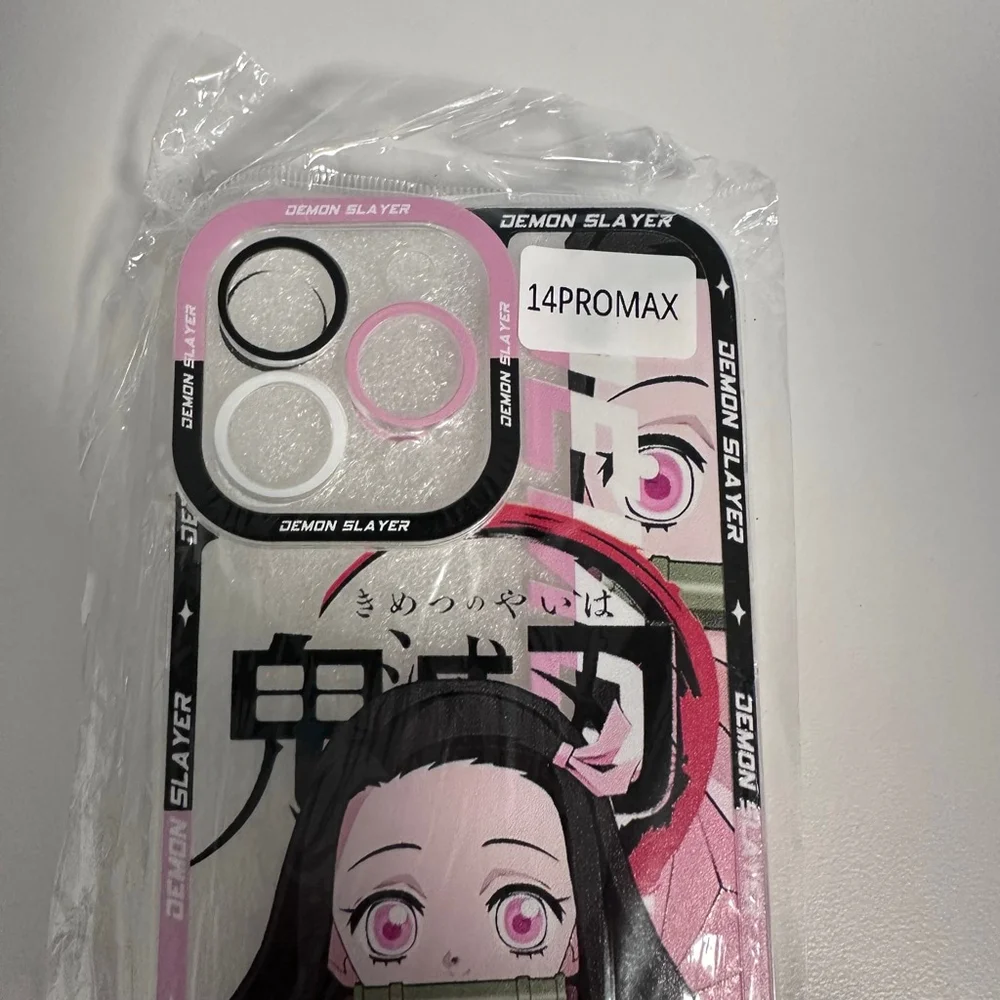 Demon Slayer Nezuko iPhone 14 Pro Max Case Pink Black NEW NWT with keychain